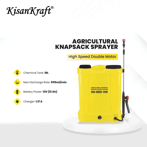 KK-BBS-199*** Kisankraft Double Motor Battery Sprayer KK-BBS-199, 18L Tank Capacity With 12V 12AH Battery